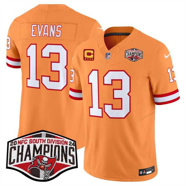 Men%27s Tampa Bay Buccaneers #13 Mike Evans Orange F.U.S.E. 2024 NFC South Champions With 4-Star C Patch Limited Stitched Jersey